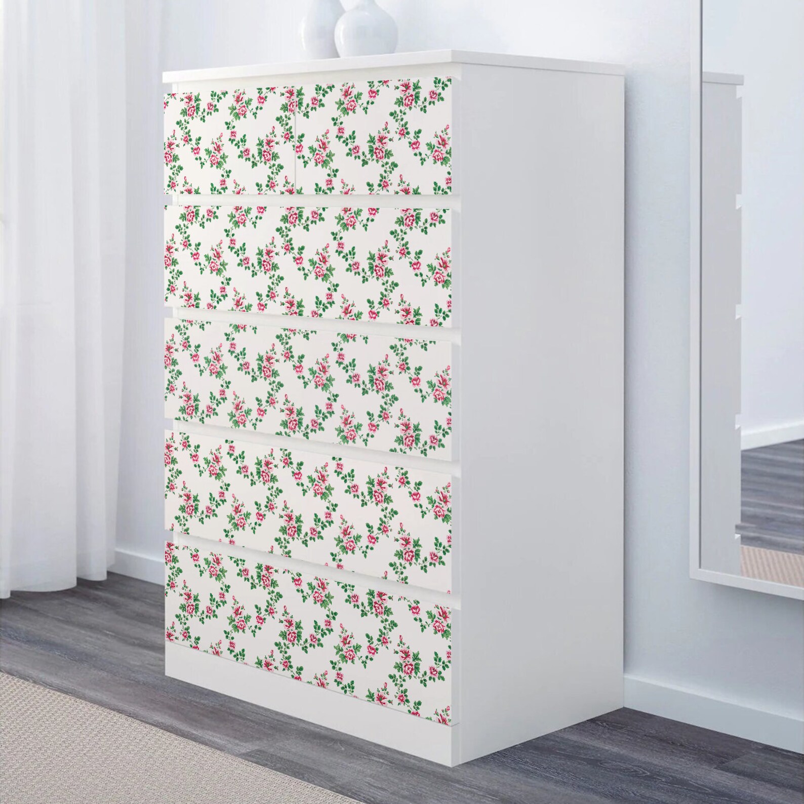 Malm Decals Ikea Malm Dresser Decal Flower Ikea Decals Ikea Etsy UK