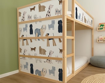 Kura Decals. IKEA Kura Bed Stickers. Dog Theme Kura Bed Panels. Easy Kids Room Makeover.
