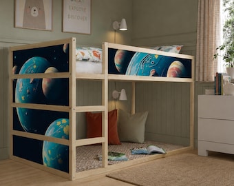 Kura Bed Stickers Galaxy theme. Outer Space Decals for IKEA Kura.