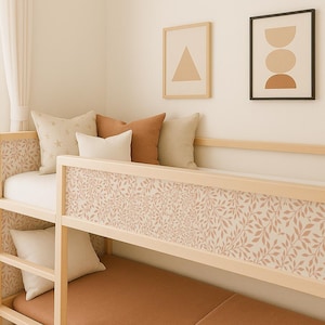 Ikea Kura bed decals. Floral nursery stickers for Ikea kura bed girls room. Kura decal for loft, bunk, low bed with retro floral pattern.