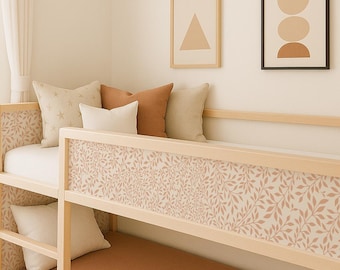 Ikea Kura bed decals. Floral nursery stickers for Ikea kura bed girls room. Kura decal for loft, bunk, low bed with retro floral pattern.