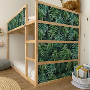Kura bed decals. Ikea nursery decals. jungle theme Ikea decals. Palm leaves kura bed stickers. Jungle leaves. Jungle toddler room decor.