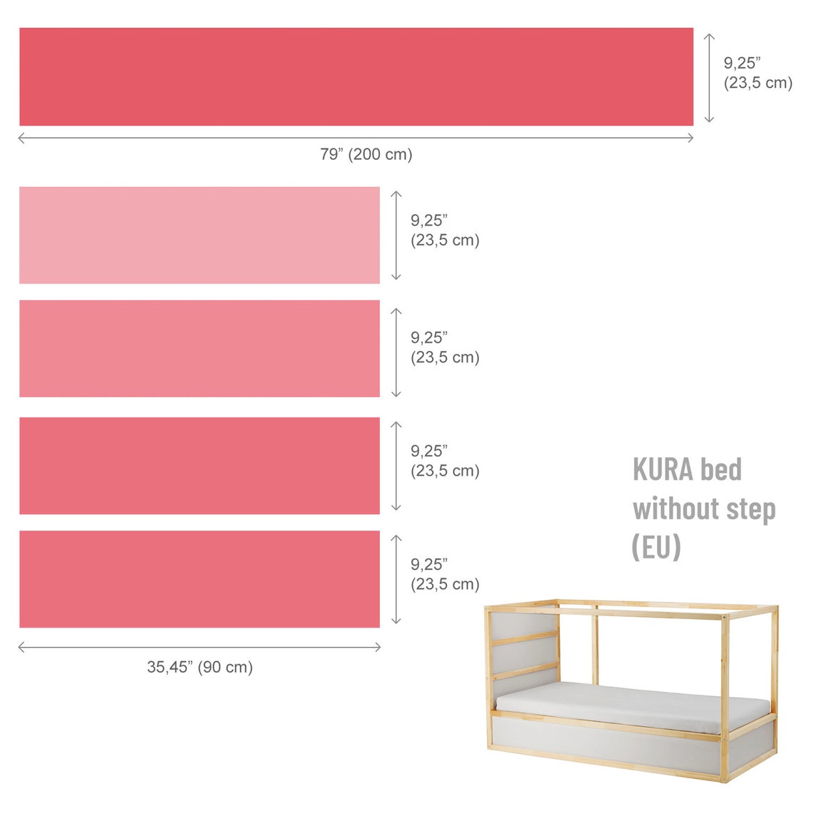 Kura Decal Kura Bed Decals Coral Ikea Kura Decal Pink Kura Etsy