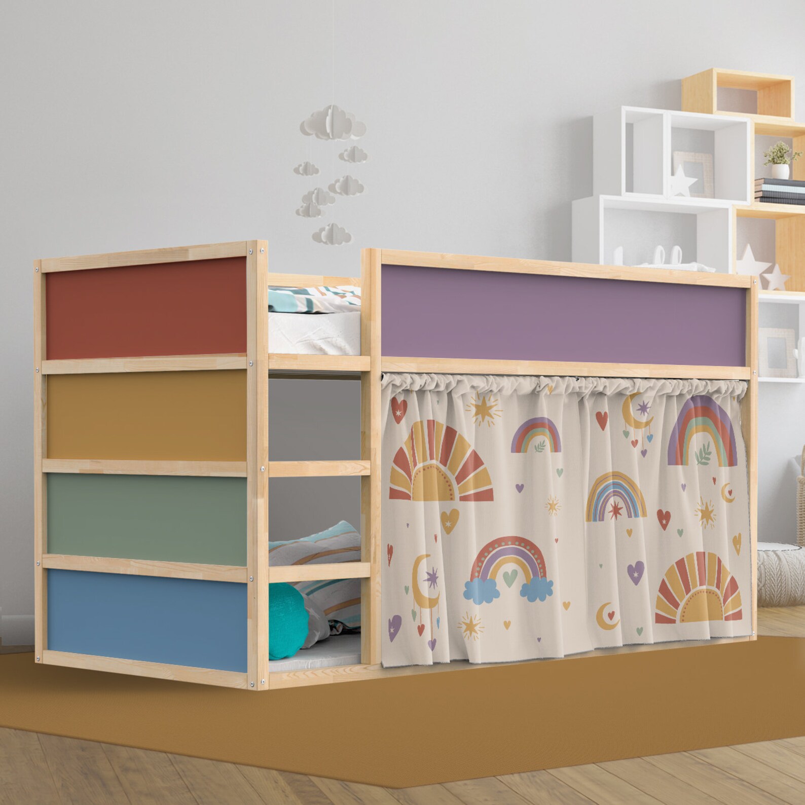 Ikea Kura Bed Hack: Kura Bed Decals & Curtains for Rainbow - Etsy UK
