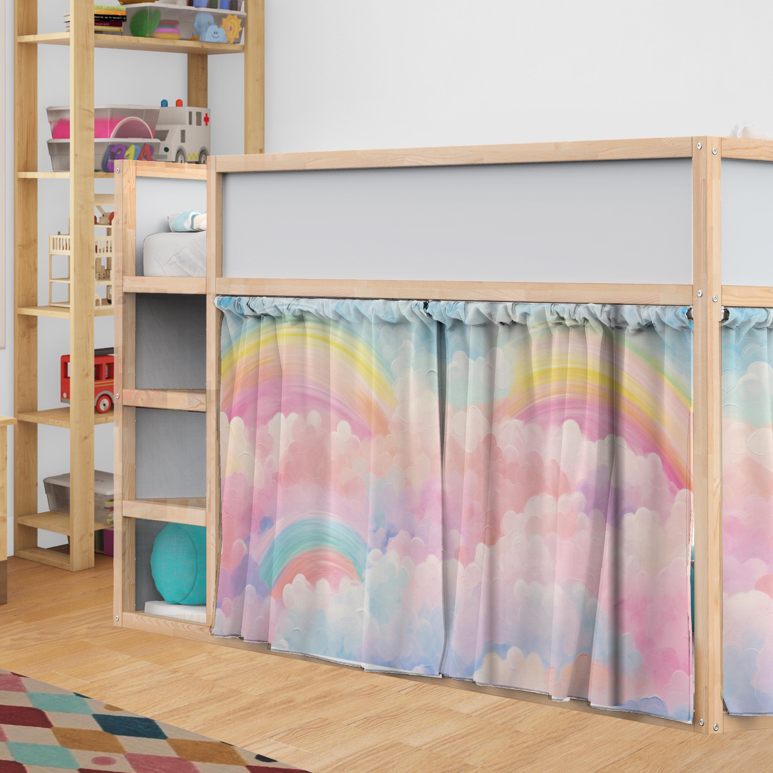 Kura Bed Curtains. Kura Curtains Rainbows. Pastel Rainbows Kids Room