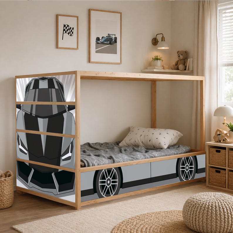Gray race decals kura low bed panels bold auto theme skins trusted by buyers