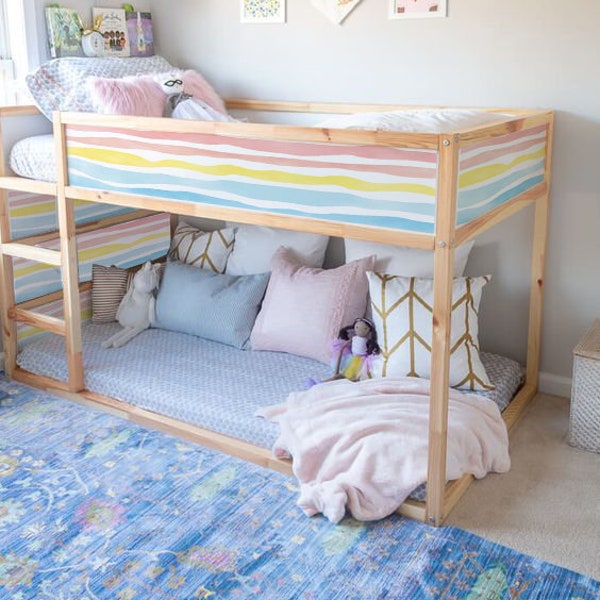 Ikea Kura bed decals. Watercolor stripes Kura bed decal. Kura bed stickers rainbow.