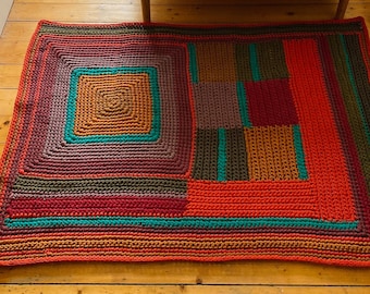 Upcycled textile crochet carpet