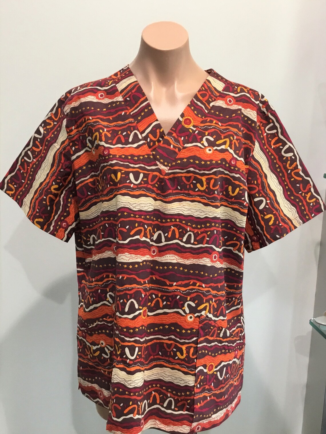 Scrub Top for Nursing Aboriginal Print Etsy
