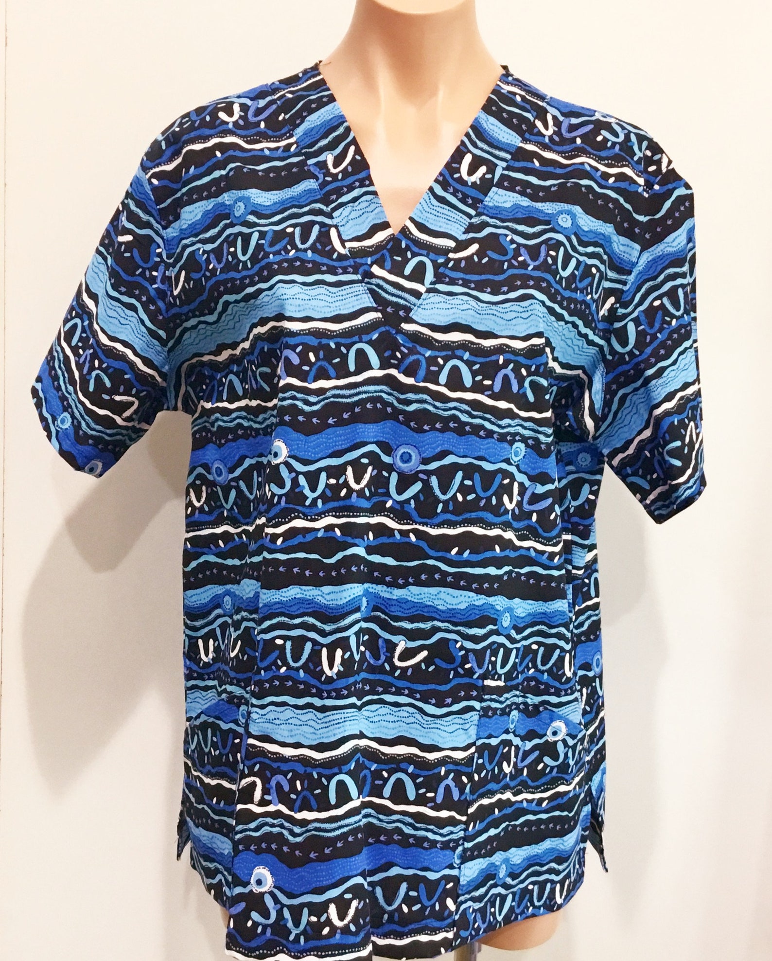Scrub Top Large Aboriginal Print Large Etsy