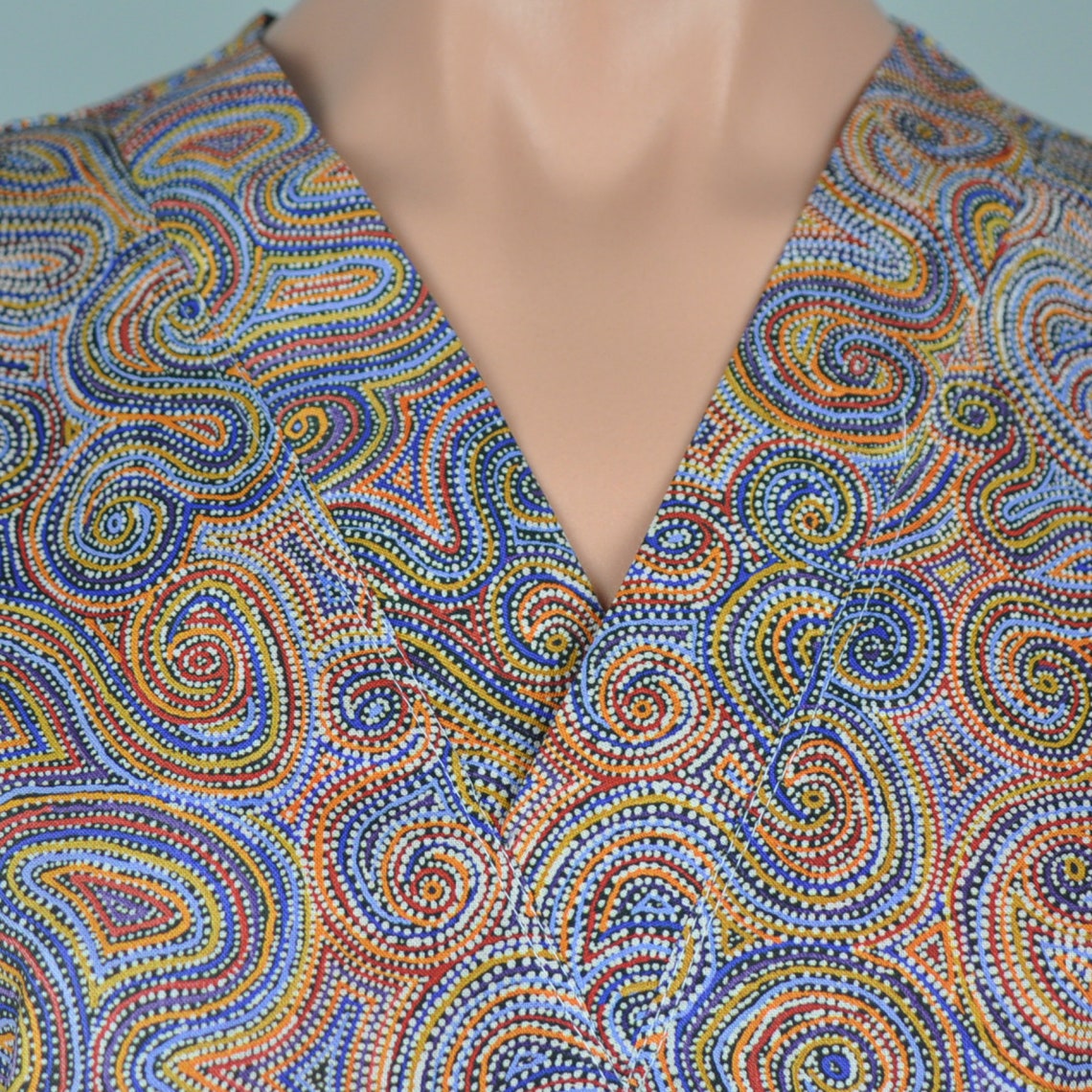 Medium Scrub Top for Nursing Aboriginal Print Etsy