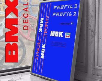 Stickers repro BMX Vintage decals MOTOBECANE MX15 MX 15 ROUGE ou BLEU