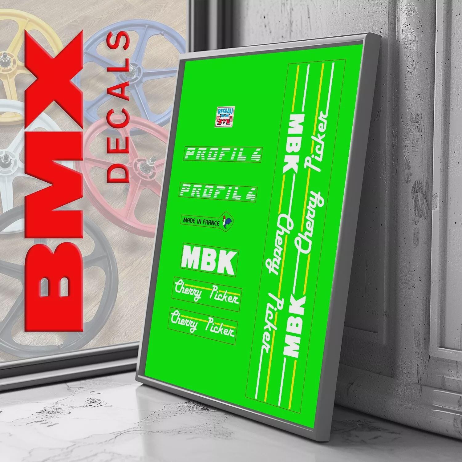 Kit Stickers MBK Cherry Picker BMX – 9 Décalcos Rétros Pour Vélo