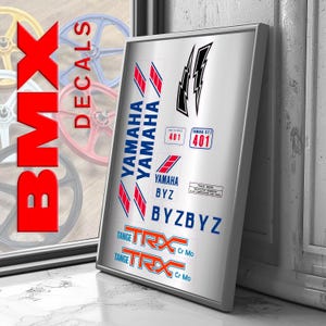 Kit Stickers BMX Yamaha BYZ – Réplique Vintage pour Restauration BMX Old School