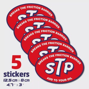 Set of 5 STP Vintage Stickers – Oldschool Auto Style | Porsche, VW Combi, Vintage American Car