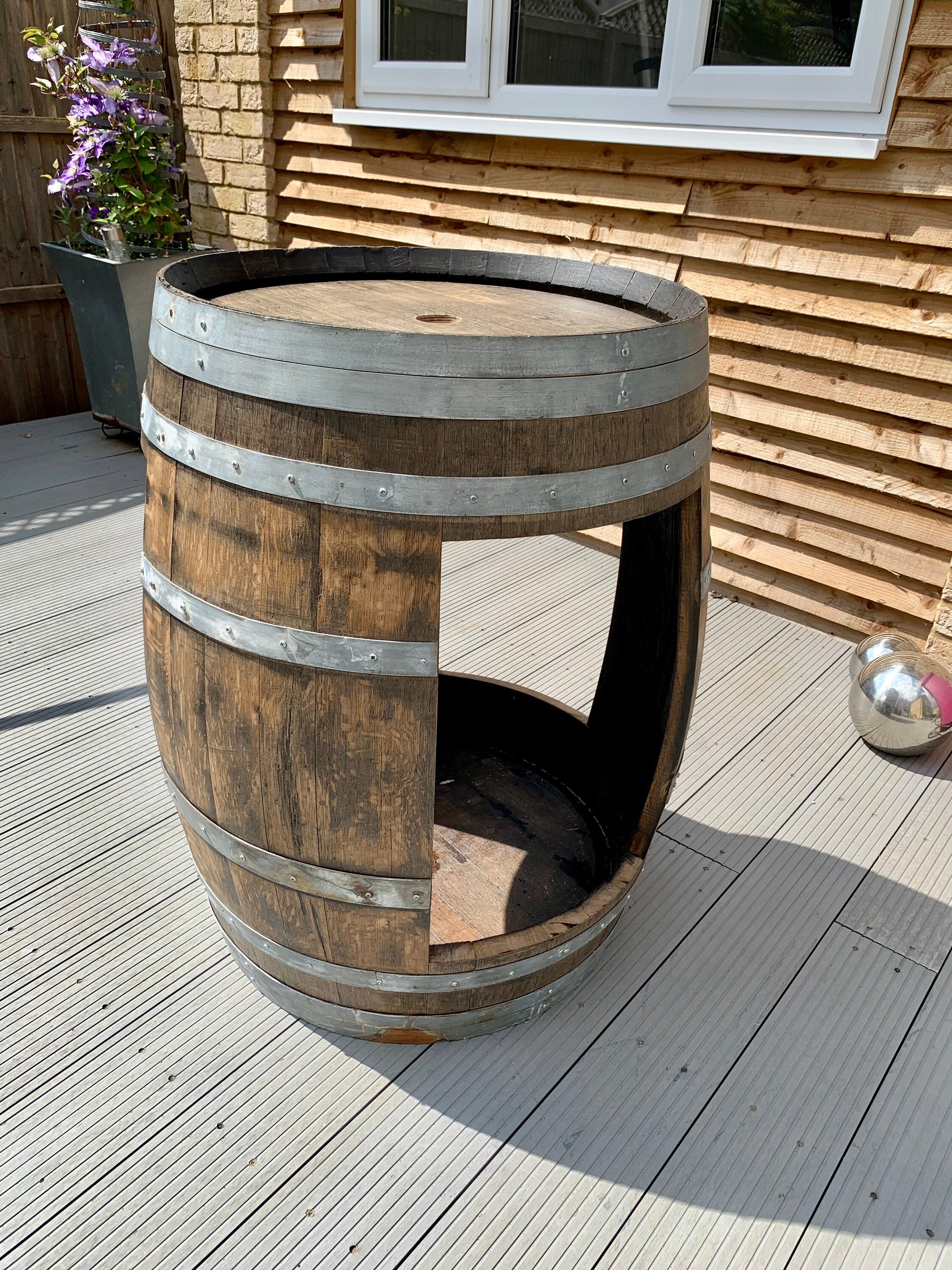 Outdoor Whisky barrel table. Etsy