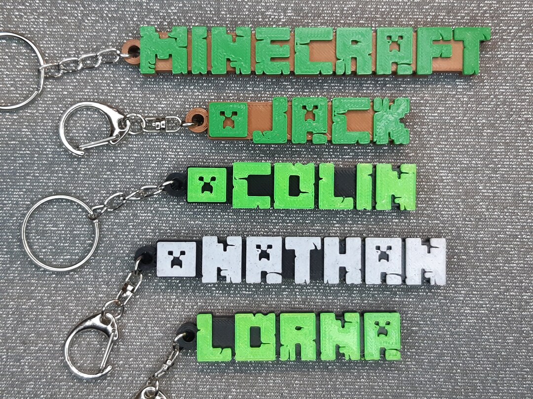 Personalized 3D Printed Minecraft Inspired Keychain - Etsy
