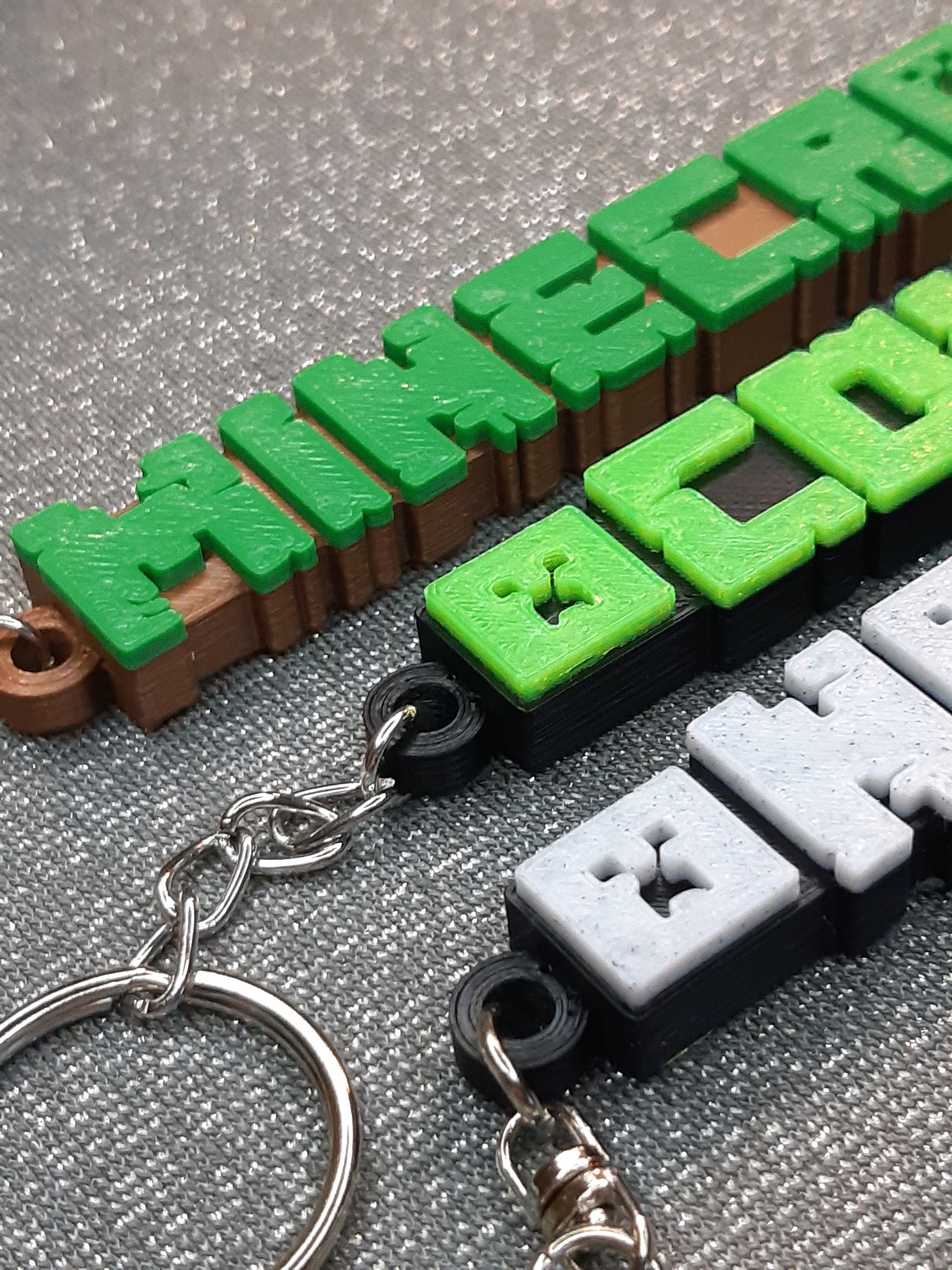 thumbnail image 2 of Personalised Minecraft Style 3D Printed Keychain – Custom Keyring, Black Plastic 2 of 2