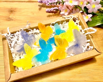 Kohakutou, Crystal Candy Butterflies.8 mariposas. Caja de dulces a base de plantas, dulces, gemas comestibles, joyas, cristal, dulces ASMR, dulces veganos, regalo