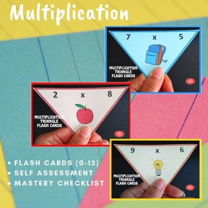 Cartes flash mathématiques triangulaires de multiplication (école à la maison)