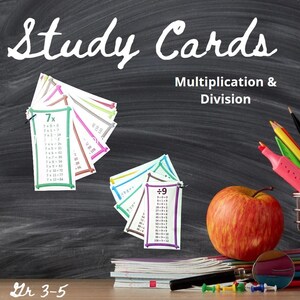 Cartes d'étude sur les multiplications et les divisions