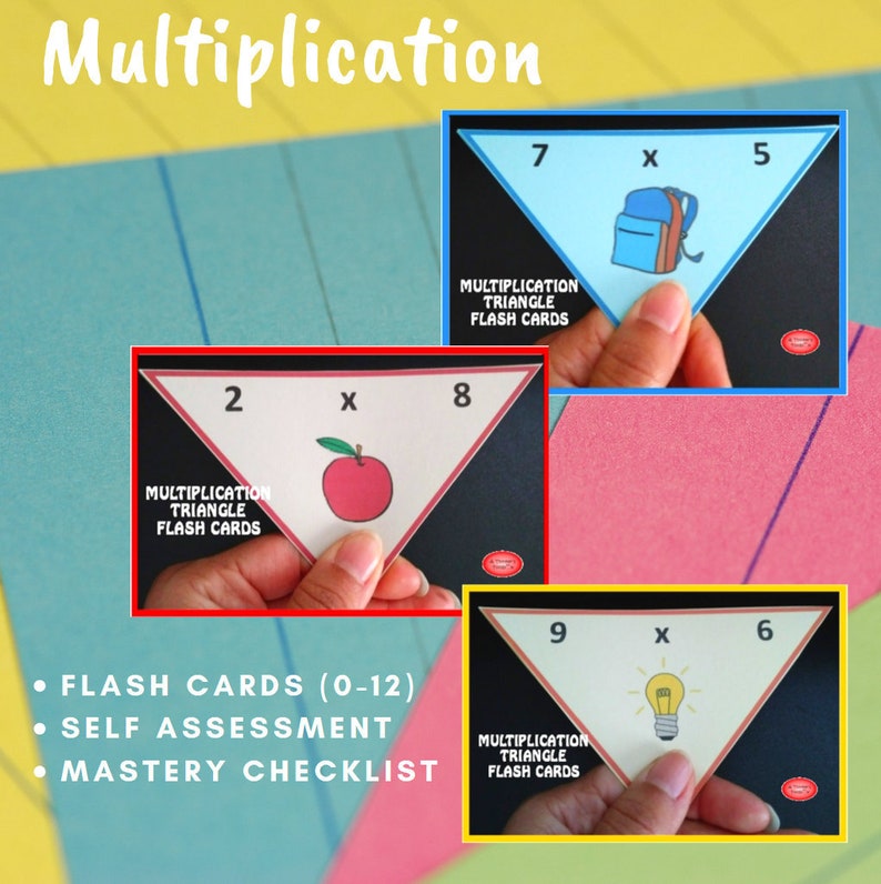 Multiplication Triangle Math Flash Cards homeschool Etsy