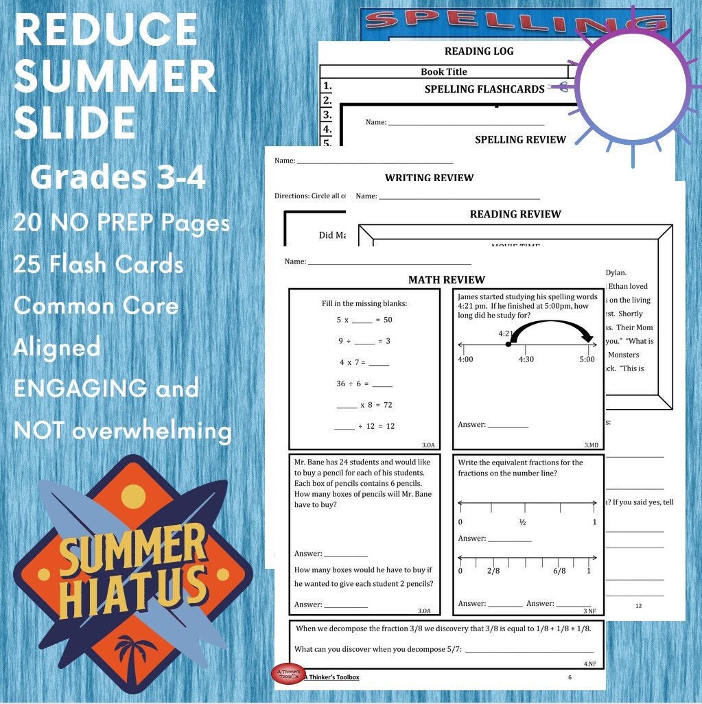 summer worksheets incoming 4th graders etsy