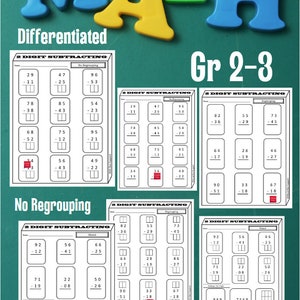 2 Digit Subtraction Printable Worksheets (mixed W/box Support) - Etsy