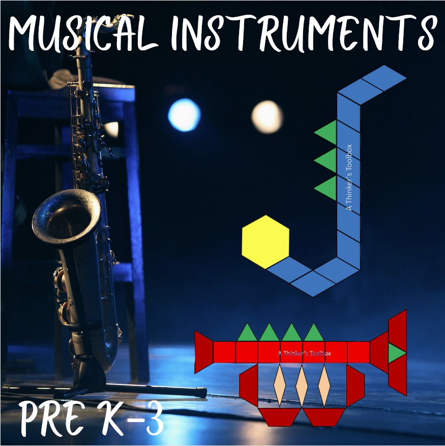 Muscial Instruments Pattern Worksheet Musical Instruments Pattern Block Mat Printables & Worksheets - Etsy