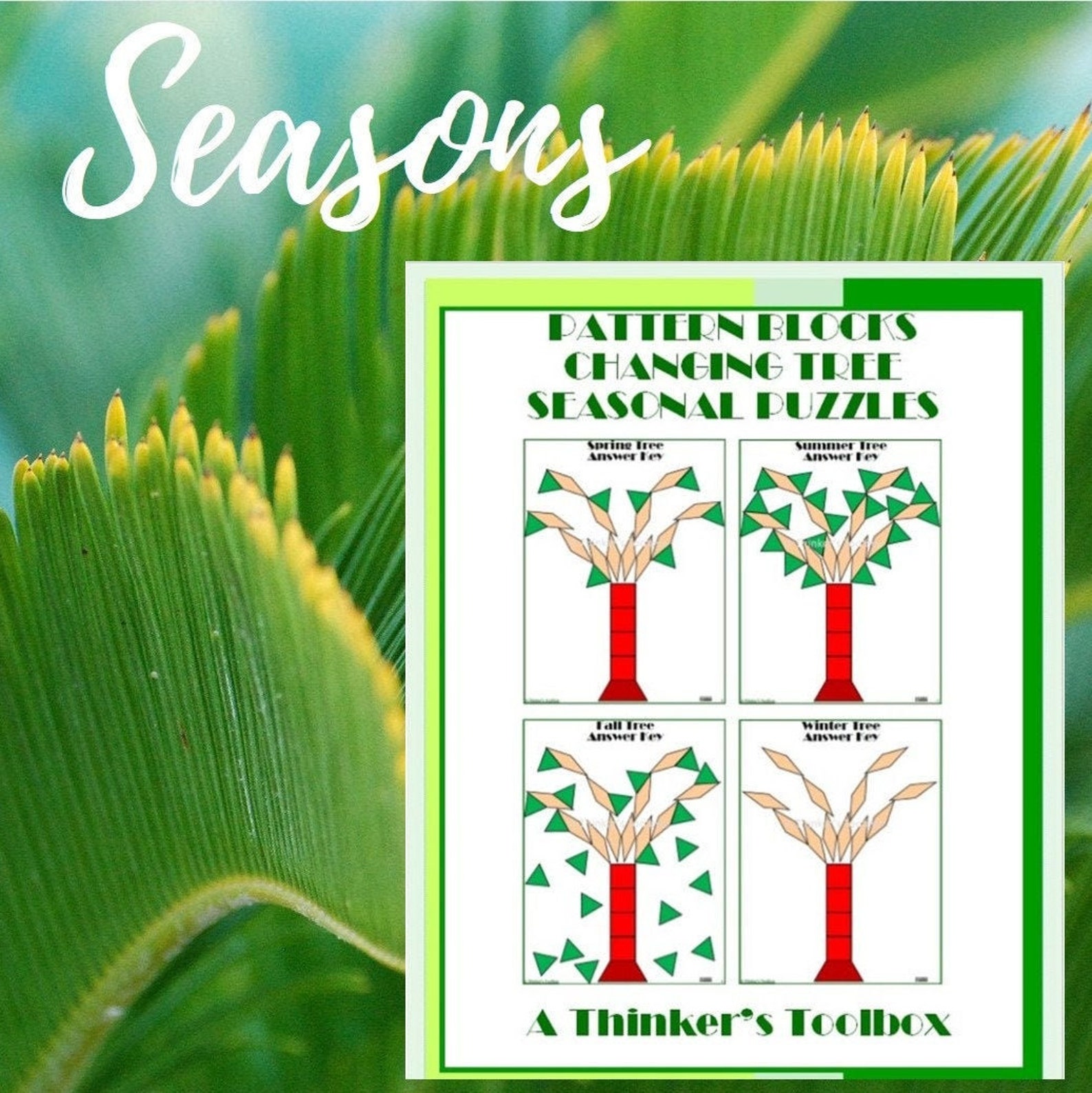 Seasonal Tree Pattern Block Mat Printables & Worksheets - Etsy