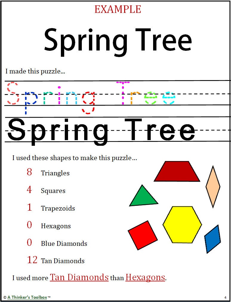Seasonal Tree Pattern Block Mat Printables & Worksheets - Etsy