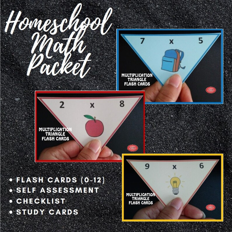 Multiplication Triangle Math Flash Cards homeschool Etsy