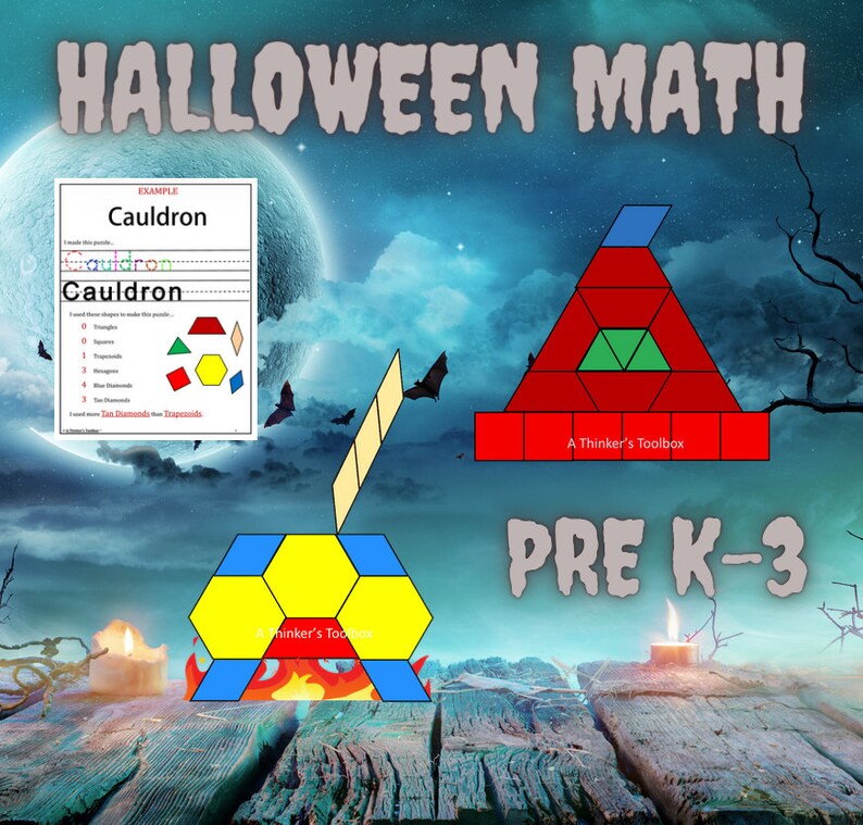 Halloween Pattern Block Mat Printables &amp; Worksheets - Etsy