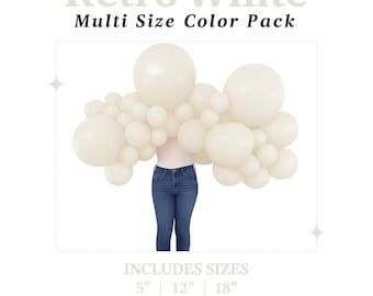Retro White Balloons – 5”, 12”, 18” Pack
