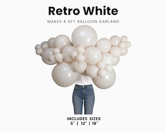Retro White Balloons – 5”, 12”, 18” Pack