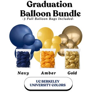 Graduation Balloon Bundle- UC Berkeley University Colors - Violet, White, Chrome Gold