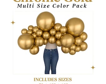 Chrome Gold Balloons – 5”, 12”, 18” Pack