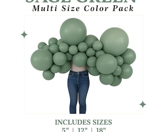Sage Balloons – 5”, 12”, 18” Pack