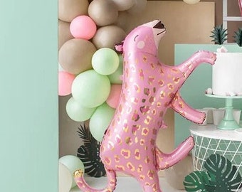 Pink Leopard Foil Balloon, Rose Gold Safari Animal Print