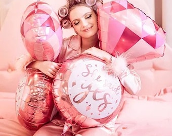 Pink Engagement Ring Foil Balloon | Bridal Shower Decor