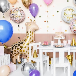 Boho Neutral Giraffe Balloon, Birthday Party, Kids Decor, Zoo Theme, Jungle Safari, Animal Balloons, Chic Baby Shower