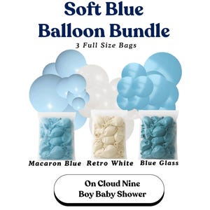 Soft Blue Balloon Bundle – Macron, Retro White & Blue Glass