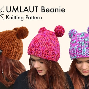 Knitting Pattern: UMLAUT BEANIE | Chunky Knitting Pattern | Chunky Knitted Hat Pattern | Beanie Knitting Pattern | PDF Download