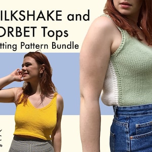 Knitting Patterns: MILKSHAKE/SORBET BUNDLE | Crop Top Knitting Pattern | Tank Top Knitting Pattern | Knitted Top | Digital Download