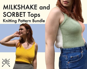 Knitting Patterns: MILKSHAKE/SORBET BUNDLE | Crop Top Knitting Pattern | Tank Top Knitting Pattern | Knitted Top | Digital Download