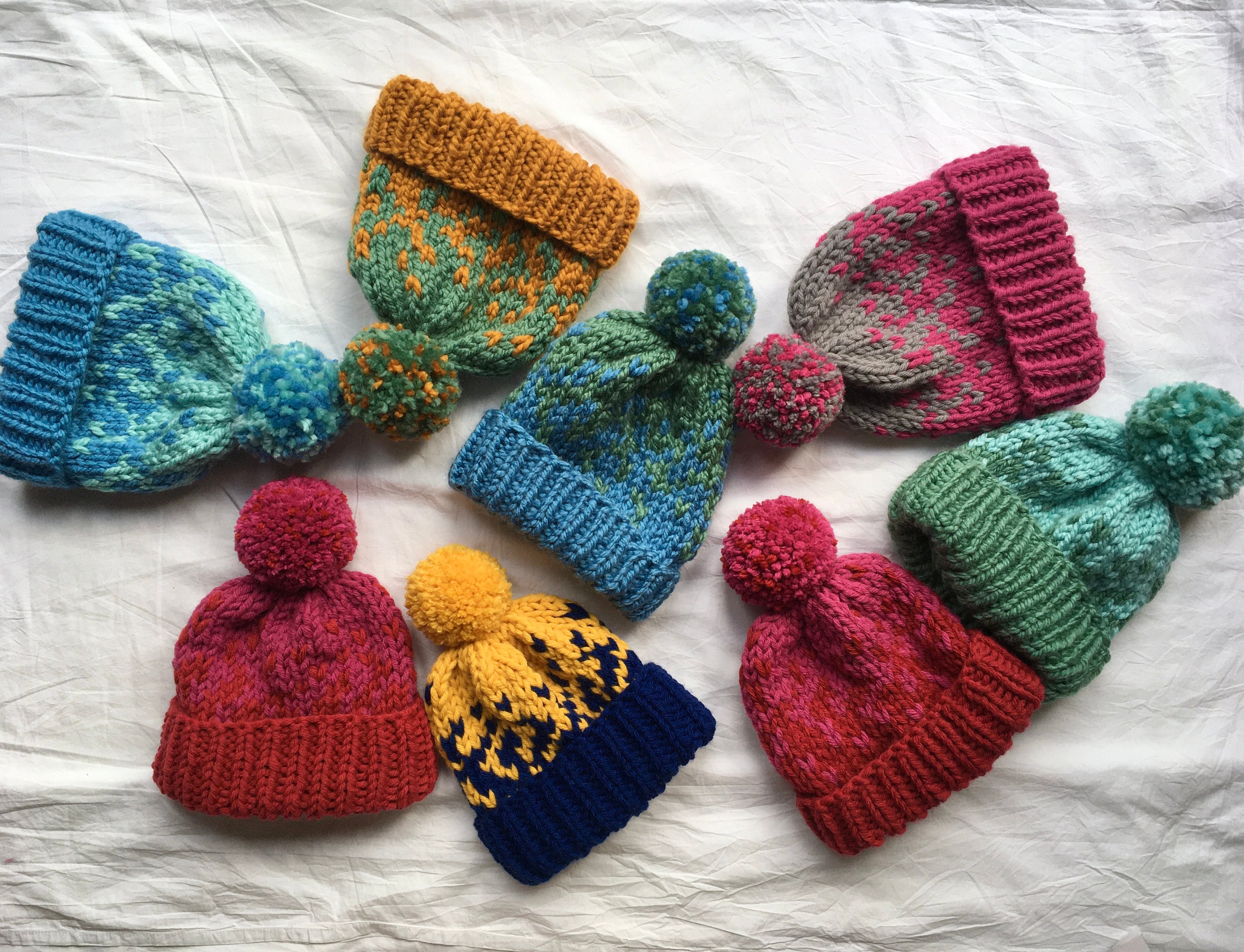 NKNIT ンニット patchwork pattern knit hat Fair Isle Square Hat Knitting pattern by Dejana Knezevic