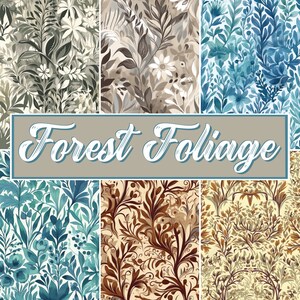 Painted Forest Fauna Seamless Digital Art Piece Collection - Warm, Neutral, and Cool Tones