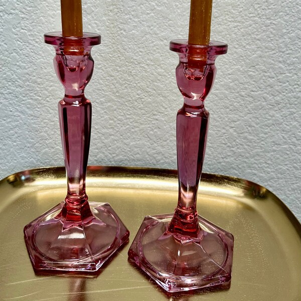 Pink Candle Holders Etsy