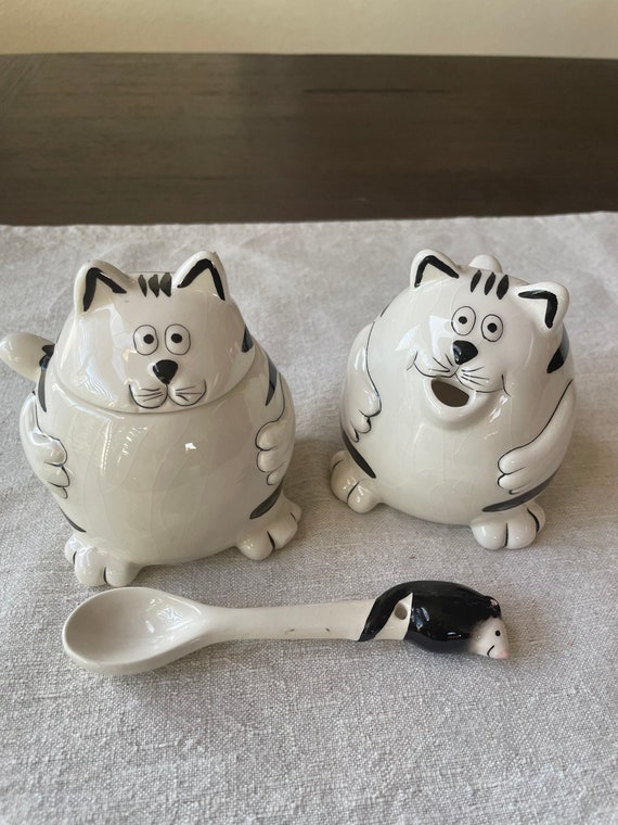 Chubby Cat Sugar and Creamer Set. Pier 1 Etsy