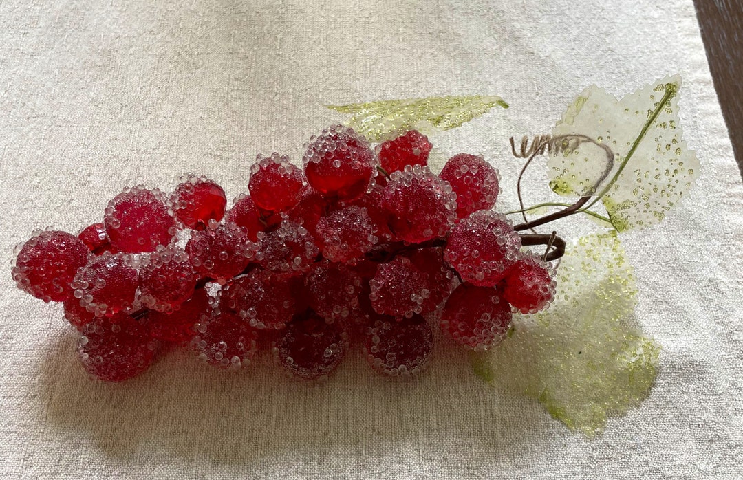 Vintage Red Lucite Sugar Coated Grape Cluster Etsy